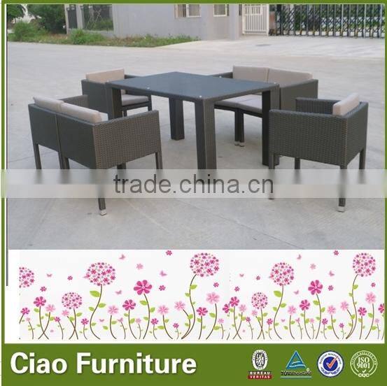 2014 New Style PE Rattan high end garden dining table with chairs