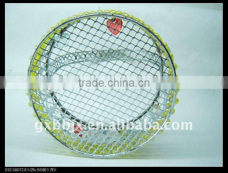Round wire decorative with mix pearl storage candy display gift basket