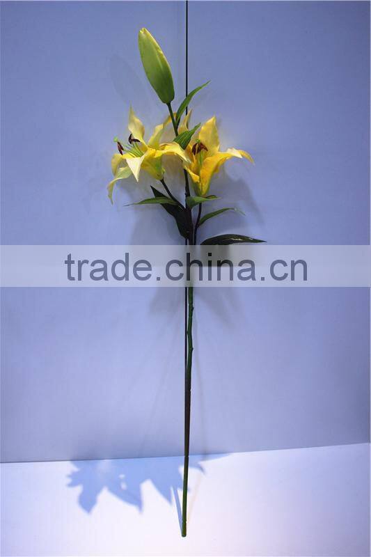 Home garden creepers decoration 110cm Height artificial yellow 2 flowers 2 bud Lily making EBHH04 2212
