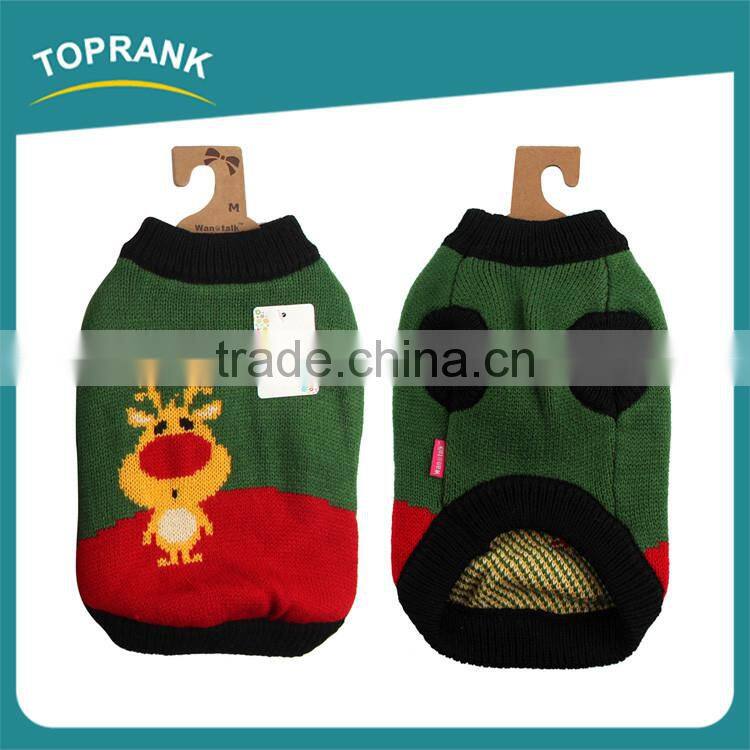 Fashion design Christmas reindeer pattern polyester winter knit sweater for dog