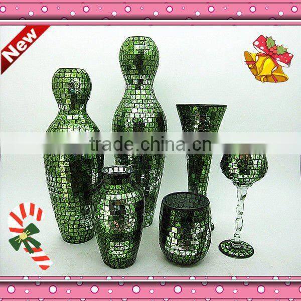 Table Decor Turquoise Glass Craft Set Handmade Different Types Mosaic Vases