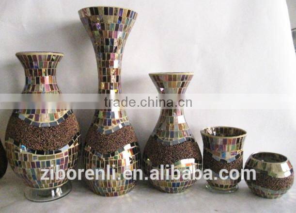 Wedding Decor Mosaic Unique Handblown Art Glass Vase