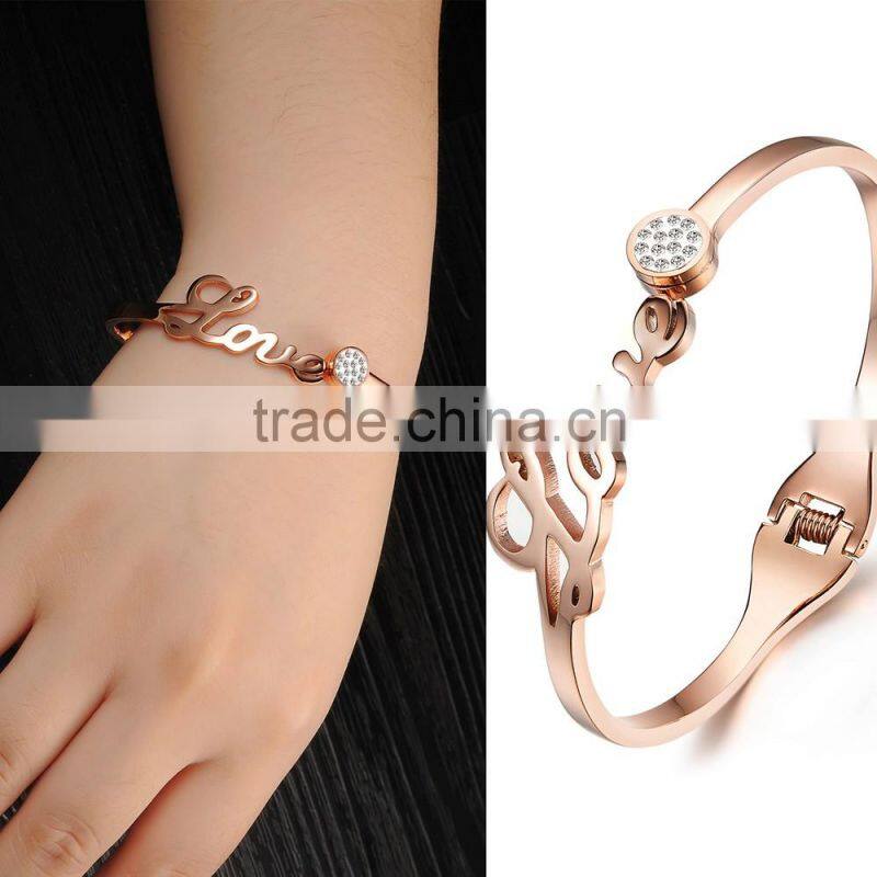 New Design Lady Jewelry Love Bracelet Rose Gold Color Titanium Steel Bracelet Bangle