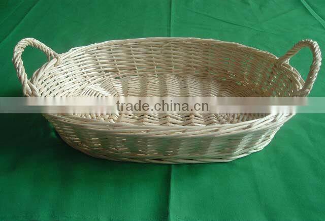 natual full buff oval wicker basket tray with handle(factory provide)