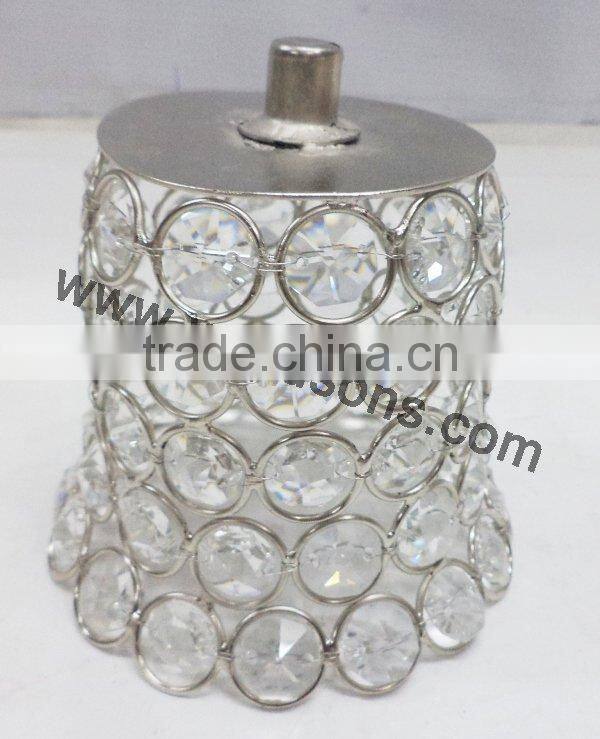 New design silver metal candle holder with crystal