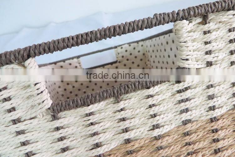 China popular good quality durable plastic metal wire paper rope laundry basket for hotel or home