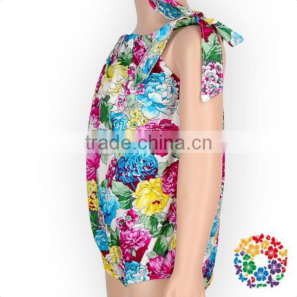 Wholesale girl clothing smock bubble baby girl romper florals inftant toddler clothes baby cotton romper