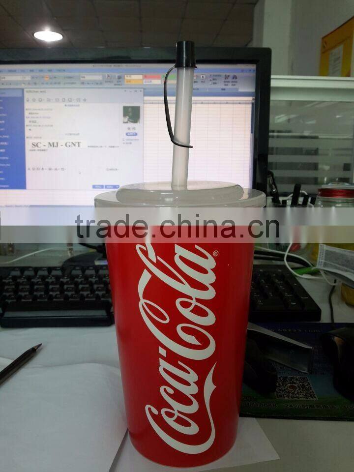 32Oz Plastic Cup with Straw for Promotion