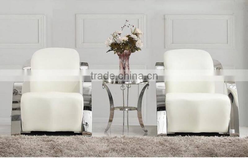 FS 012 elegant white color genuine leather leisure chair single chair visitor hotel room bedroom chair wedding silver chairs