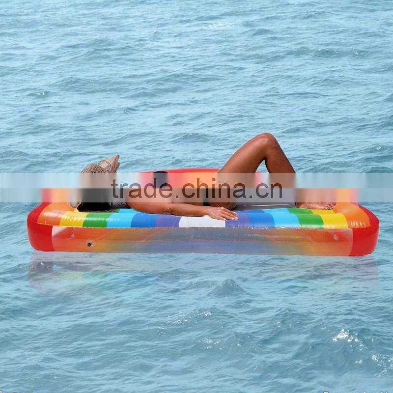 2017 new style leasure giant inflatable rainbow pool float outdoor water party lounge beach game toys for kids and adults