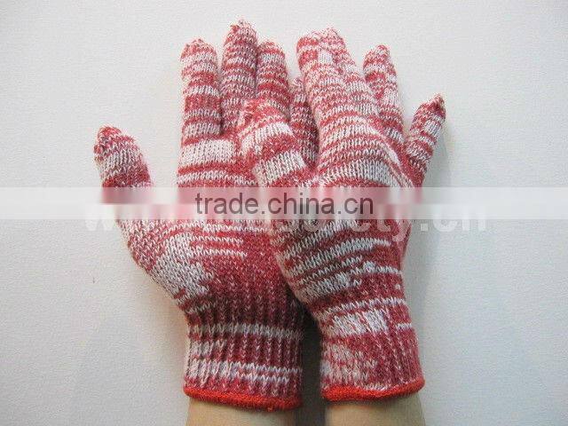 7 Gauge Mixed Color Cotton Polyester String Knit Luvas de Trabalho Safety Gloves