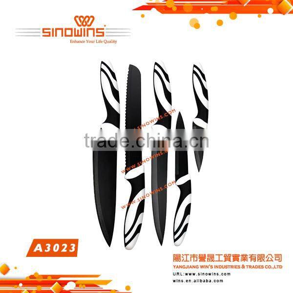 A3023 Cool Design 5pcs Stainless Steel Knife Set with Non-stick Coating