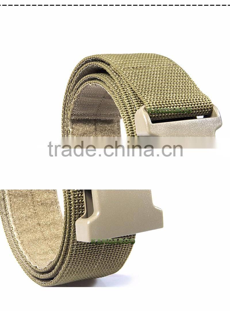 Brown Tactical Belt With Buckle Metal Military