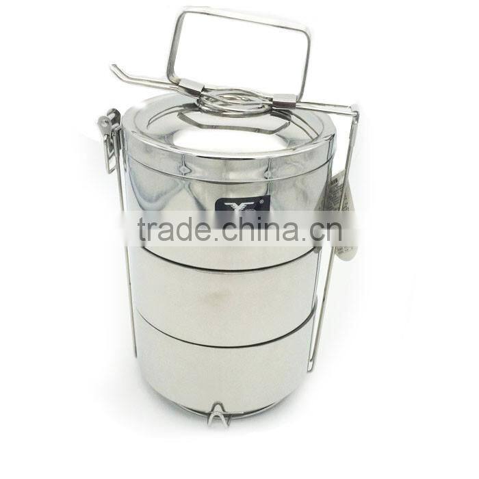 Factory Three layers container for food with dividers/lunch box tiffin carrier/stainless steel tiffin