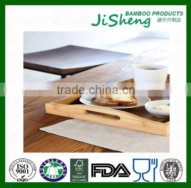 Cheap bamboo wooden food serving tray, serving tray and bamboo tray with handles