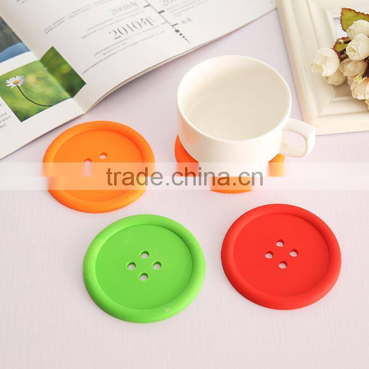 Eco-friendly promotional button shape non-slip silicone cup coasters