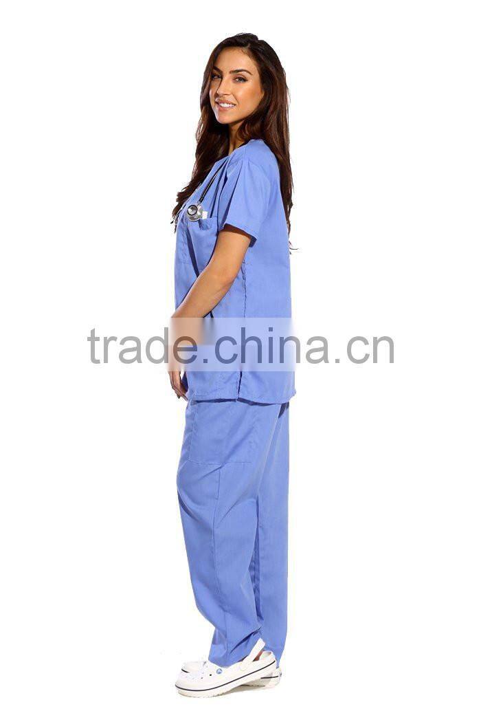 Women's Scrub Sets,Matching Top And Pants Solid Scrubs Medical Scrubs China Nursing Uniform With 6 Pockets Wholesale