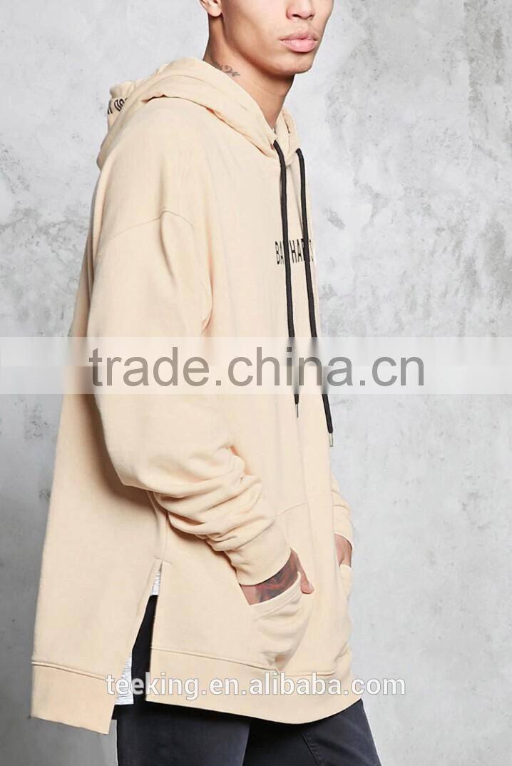 OEM custom baggy mens printing longline hoodies