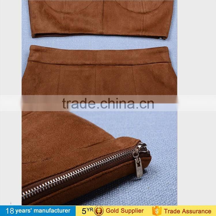 2017 sexy women long sleeve bodycon two piece dress club wear prom crop top blouse and long skirt