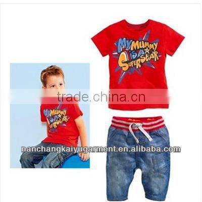 2017 spring new boys fashion short sleeve printing childrens boutique clothing sets in nanchang