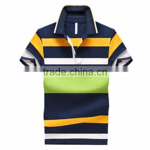 100% polo t-shirt design color combination mens polo collar striped t shirt