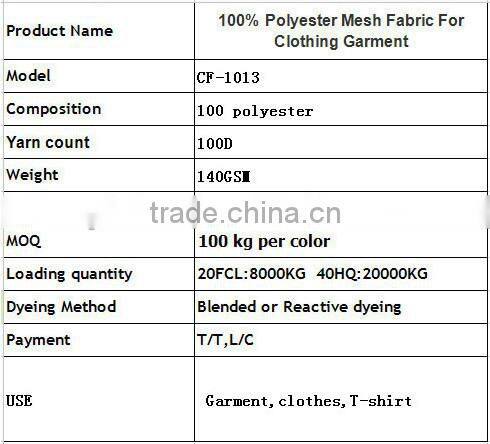 100% Polyester Mesh Fabric For Clothing Garment,polyester mesh fabric net