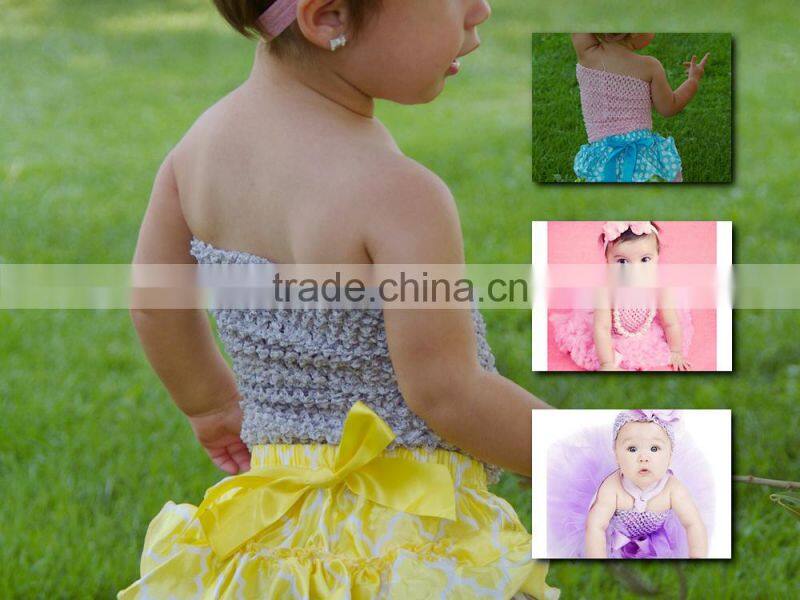 Wholesale 9 inches light pink crochet tube top for kids ,crochet top tutu lined