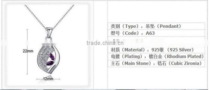 New Fashion 925 sterling silver AAA clear CZ Evil Eye necklace pendants