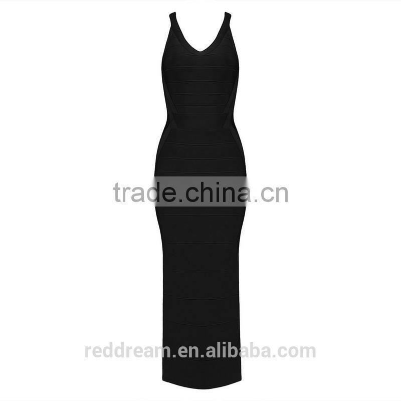 2015 wholesale Lady's latest sexy summer party fashion casual bandage dress with black and red color One-piece Woman dressH1271