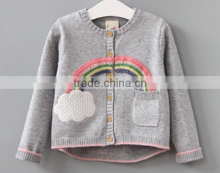 kids girls rainbow comfy 100% cotton button down cardigan sweater