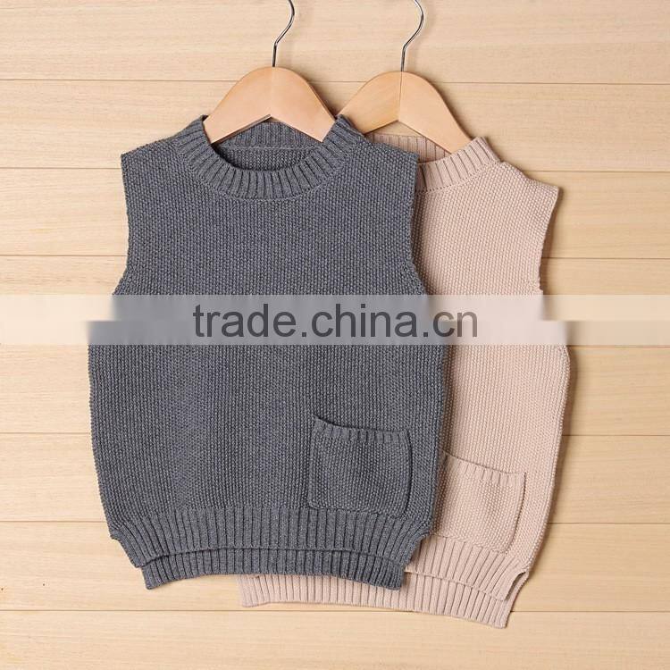 Plain color kids knit wear pure cotton sweater vest toddler kids clothing wholesale