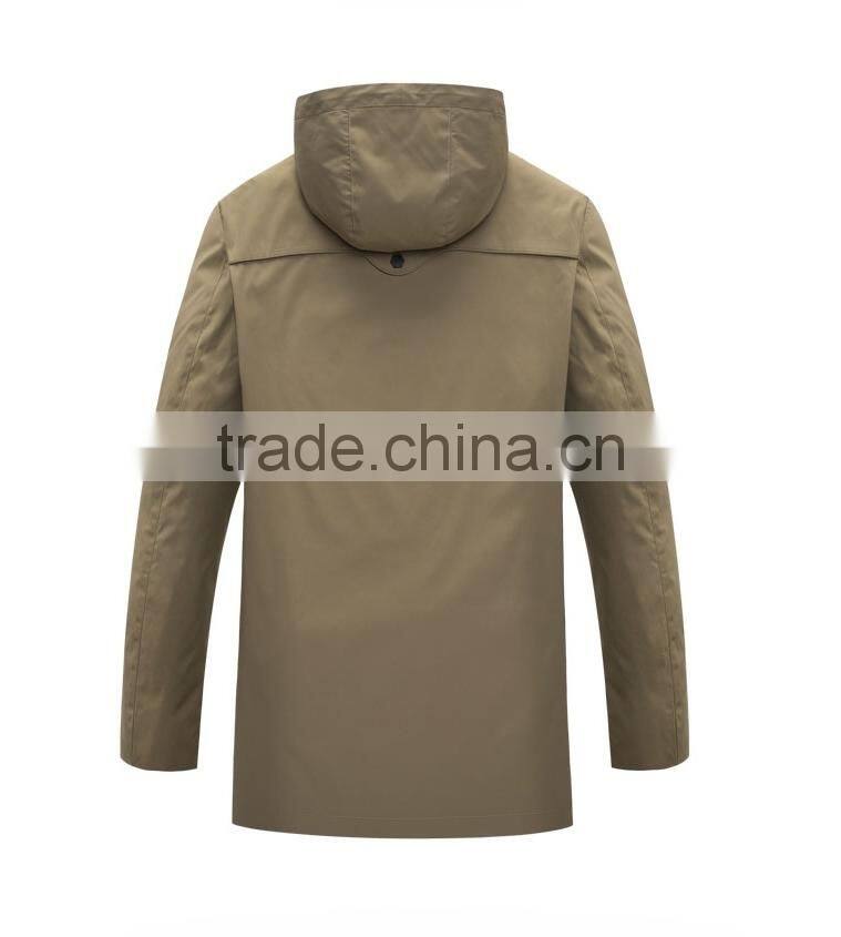 Wholesale Mens Mid Length Hoody Casual Coat Jacket With Contrast Trims