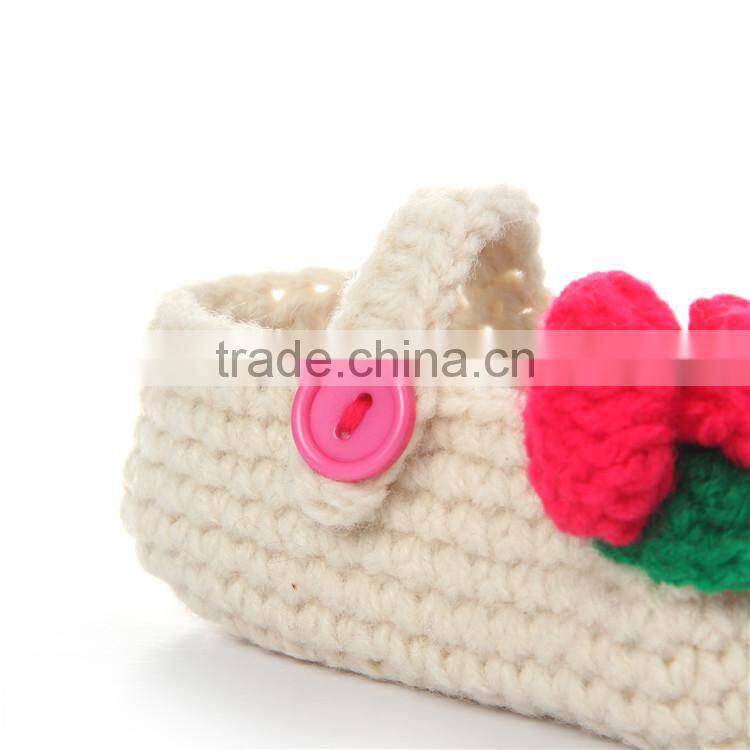 Flower Button Style Free Pattern Crochet Baby Girls Shoes