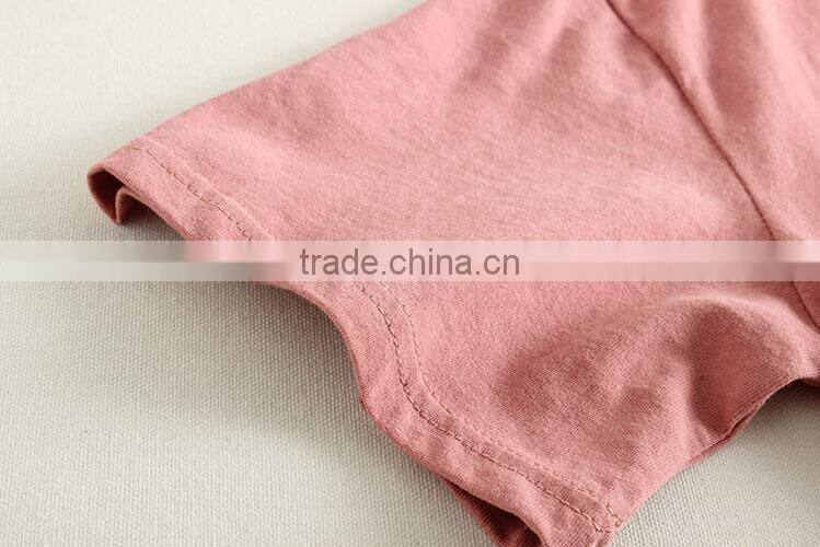 Flower embroidery pure color cotton T-shirt female fresh round collar short sleeve summer new literature and art