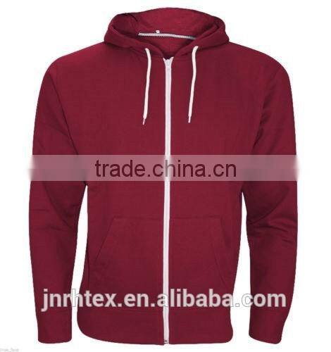 Mens Boys Plain American Fleece Zip Up Hoodie Sweatshirt