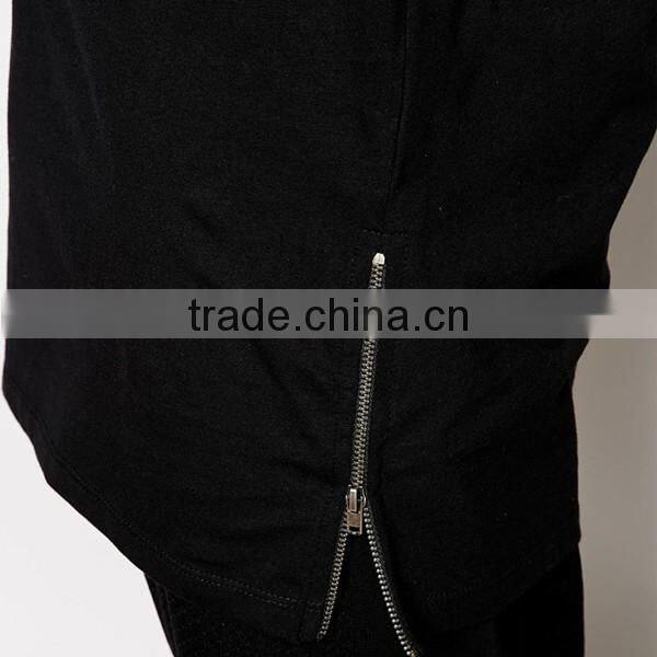 New arrival hiphop tee shirt long sleeve t-shirt side zipper tshirt