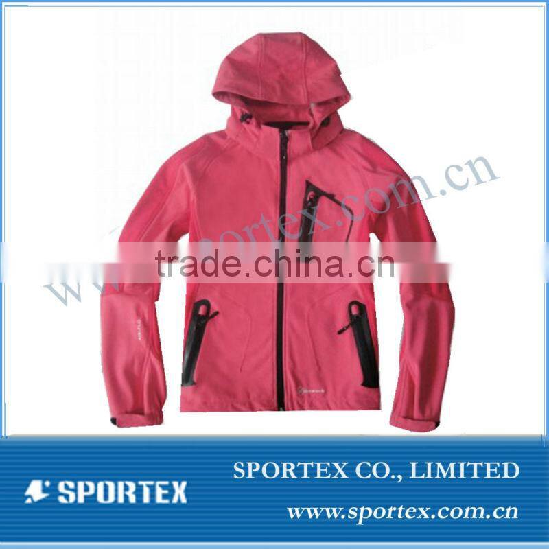 SPT-GS1306 Womens softshell jacket/womens sport softshell jacket/ladies softshell jacket with hood