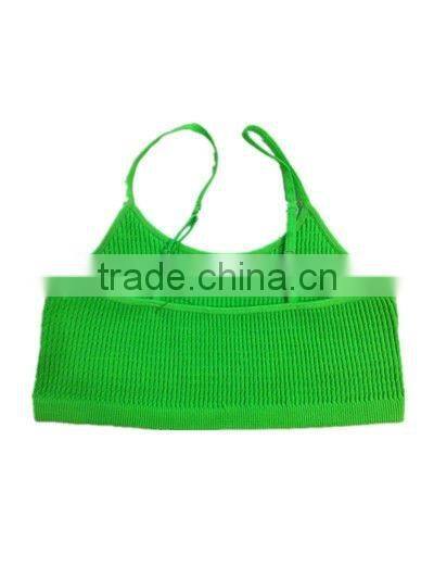magic wrinkle seamless front double layers sport tank top cami bra with removable pad