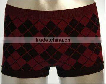 womencheckered cotton seamless underwear boyshort panty