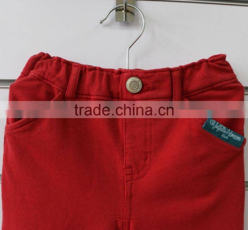 cotton spandex terry fabric children girl pants for outerwear
