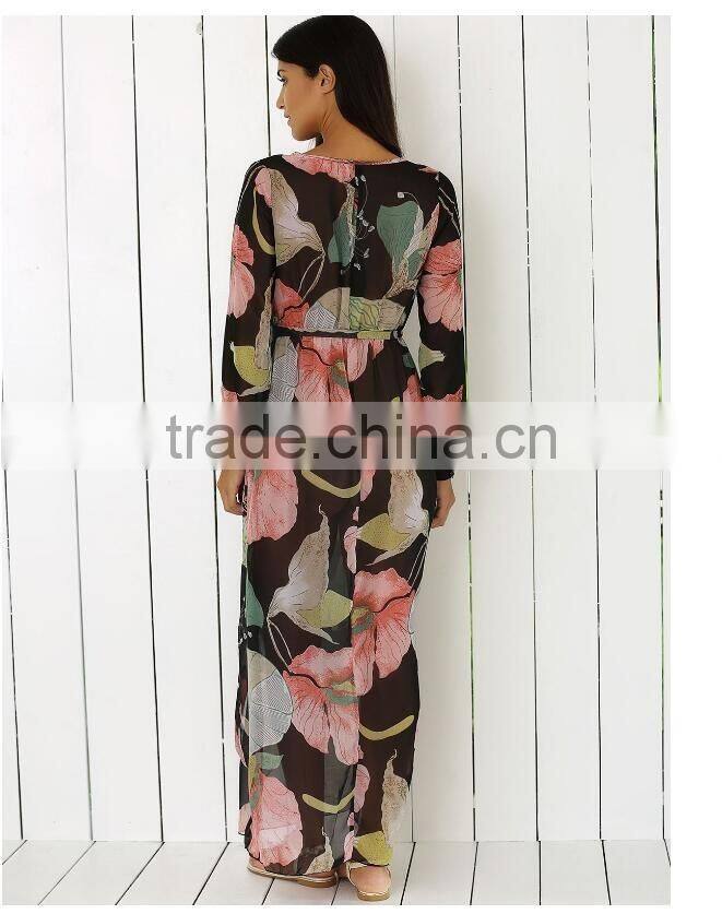 Fashionable Latest Designs Chiffon Maxi Dresses Fabric Wholsale With Digital Print
