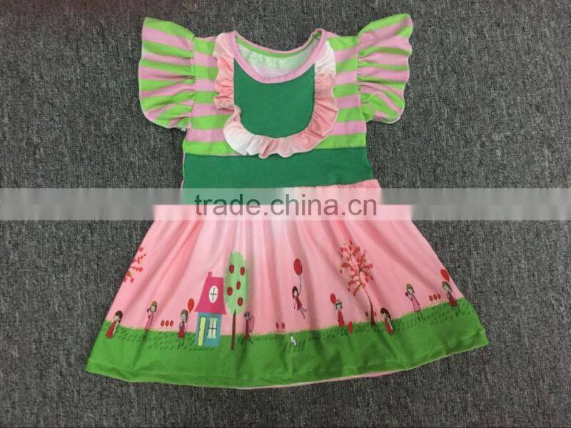 Baby girls icing flutter sleeves ruffle shirts Boutique girls dress Princess dresses for little girls