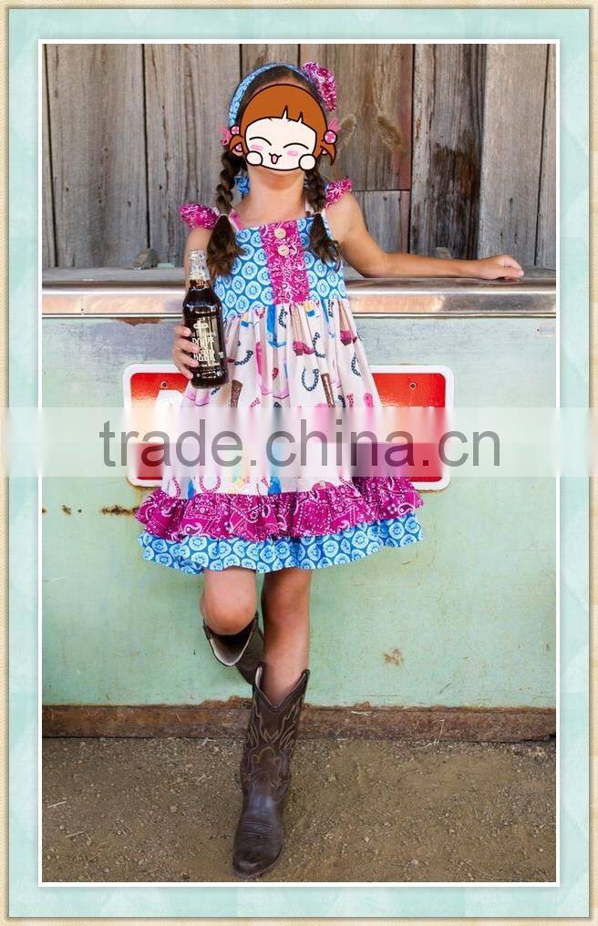 Fashion charming girl party wear western beach dress stitching designs strawberry floral print off shoulder children dress