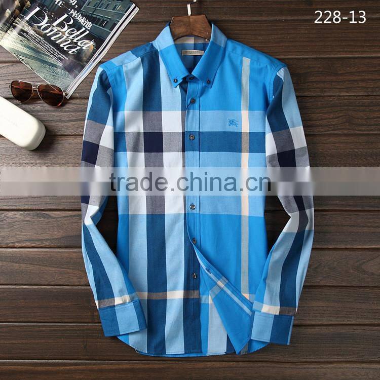 New design round bottom check pattern fancy casual man shirt for customising