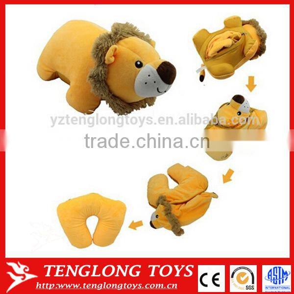 Shape Microbeads Filling Transformative Travel Pillow lion plush toy
