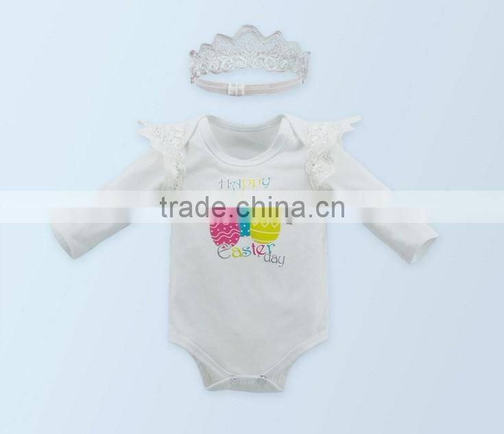 2017 new summer Easter day Long sleeves baby suit,cartoon printing, baby set , romper with headband from1 to 2 years