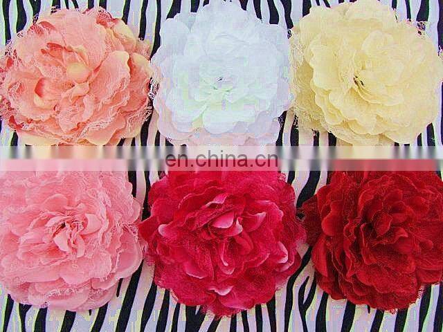 5.5" Large Laced Peony Flowers Silk Peony Flowers Brooch Hair Pin