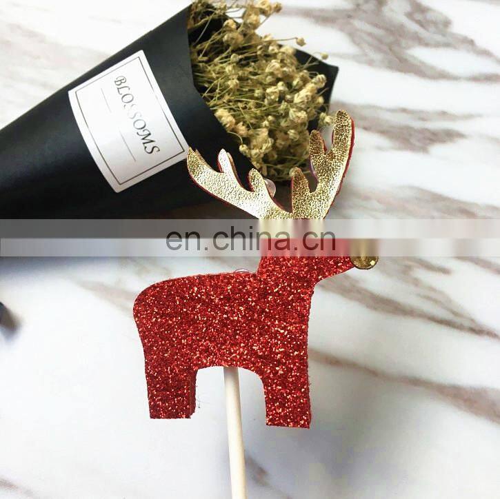 New Flamingo/Paige pig/Deer/Christmas tree felt Cupcake Toppers Party Cake Decorations