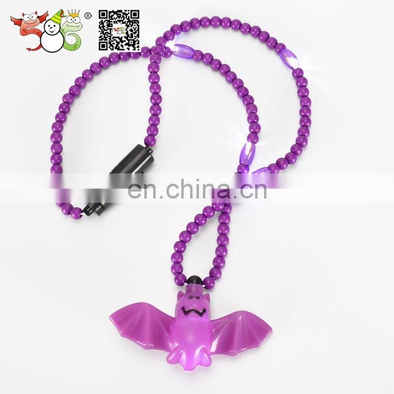 Professional manufacturer Halloween bat led flashing light up necklaces
