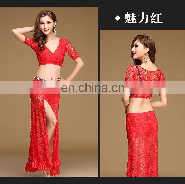 T-5154 Sexy high quality lace egyption stage belly dance costume set